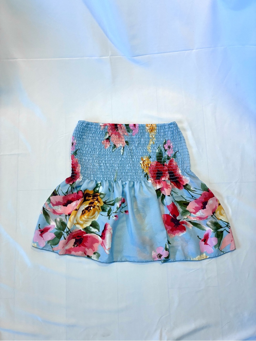 TeenBell Blue Floral Smocked Tank Top